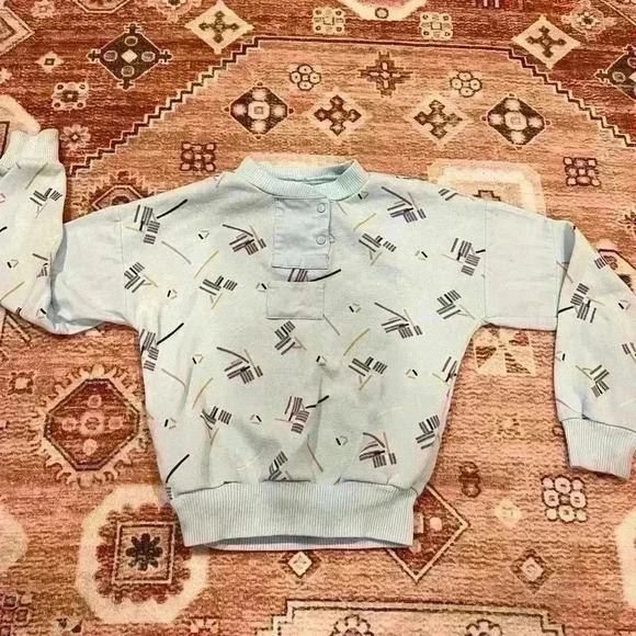 Vintage Other - Vintage 80s Abstract Geometric Print Henley Sweatshirt